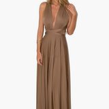 Abendkleid mit V-Ausschnitt - Damen Stil für Gala-Nächte – Braun