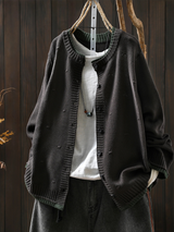 DIE ISOLDE | TEXTURIERTER CARDIGAN – Schwarz