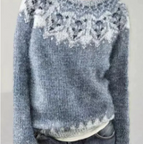 Anna™ | Skandinavischer Strickpullover – Hellblau/Weiß