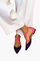 Zarella™ | Flache Sandalen im Zebramuster – Fioletowy