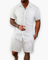 Herren Elegantes Sommer Set | Shirt Und Shorts – Weiß