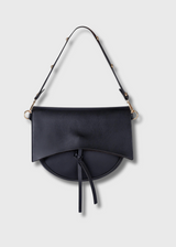 Vintage Damen Schultertasche – Vegan Leder mit Pouch & Canvas Gurt – Schwarz