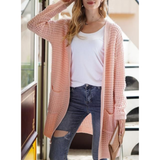 Damen-Strickjacke in Verlängerter Ausführung | winterliche Struktur – Beige