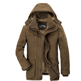 Winterjacke Herren | Fleece Gefüttert Kapuze – Braun