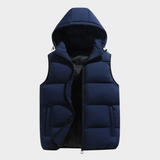 Isaac | Leichter Körperwärmer Herren Winter Steppweste mit Kapuze – Blau