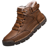 Winterschuhe Herren | Gefütterte Schnürstiefel Knöchelhoch – Braun mit Innenfell