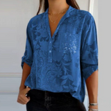 Damen Blumen Button Down Hemd | Leicht – Blau