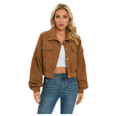 Gekürzte und modische Damen Winterjacke – Braun