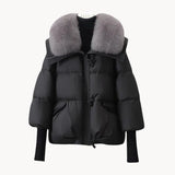 Eliza - glamouröse daunenjacke mit kunstpelzkragen für damen – Schwarz