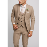 Slim Fit 3-Teiliger Hochzeitsgast Anzug für Herren | Formell – Champagne