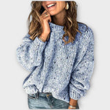 Marlene | Lässiger Strickpullover im Retro-Stil – Blau