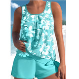 Delice - Tankini-Set mit Blumendruck – Blau