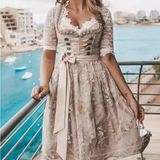 Damen Festliches Beige Oktoberfest Dirndl Kleid – Beige
