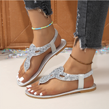 Julia - Orthopädische Sandalen mit Perlenkristallen – Silber
