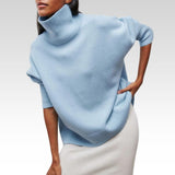 Amelia | Eleganter Strick-Dolcevita-Pullover – Pastellblau