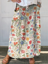Philomena | Blumenmuster Elastischer Bund Rock – Mehrfarbig