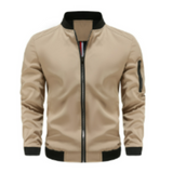 Herrenübergangsjacke mit Reißverschluss | Standardform – Khaki