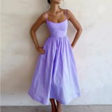 Damen Kleid Midi | A-Linien Schnitt und ärmellose Ausführung – Lila