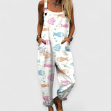 Ella | Damen Vintage weites Bein Jumpsuit – Mehrfarbig
