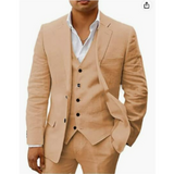 Herren Sommer Hochzeitsgast Anzug | Dreiteiliges – Beige