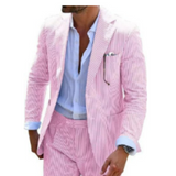 Herren Sommer Zweireihiger Hochzeitsgastanzug | 2-Teilig – Rosa