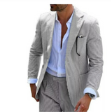 Herren Sommer Zweireihiger Hochzeitsgastanzug | 2-Teilig – Khaki
