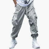 Herren-Cargo-Joggerhose mit Kordelzug und elastischen Bündchen – Grau