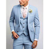 Slim Fit 3-Teiliger Hochzeitsgast Anzug für Herren | Formell – Hellblau