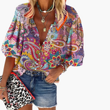 Mandala-Print Shirt für Damen - Boho Yoga T-Shirt Look – Lila