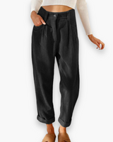 Damen Lässige Stoffhose | Bequeme Passform – Schwarz