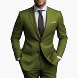 Herren Anzug Zweiteiler mit Reverskragen und Slim Fit – Grün
