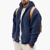 Warm Hoodie Jacke für Herren – Marineblau