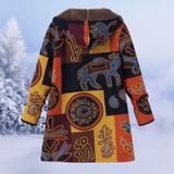 Damen-Winterjacke mit floralmuster | lange ausführung – Mehrfarbig