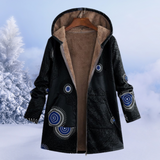 Damen-Winterjacke mit floralmuster | lange ausführung – Schwarz