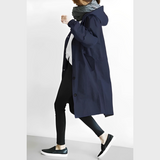 DuraCoat Winddichte Langjacke mit Kapuze – Navy blau