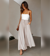 Jamie - Weites Bein Lose Hohe Taille Hosen – Beige