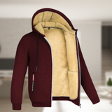 Sadi - Lässige Herren Winterjacke mit Kapuze und Fleece – Weinrot