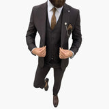 Slim Fit Anzug Set - Herrenanzug 3-teilig für Abendmode – Kaffee