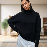 Klassischer rollkragenpullover für damen – anne – Schwarz