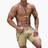 Herren Sommer Cargo Shorts mit Gürtel und Seitentaschen – Khaki