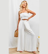 Jamie - Hosen mit weitem Bein, locker und hoch tailliert – Weiß
