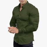 Slim-Fit Hemd für Herren – Dunkelgrün