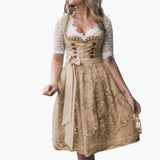 Dirndl mit Spitzenärmeln für Damen - Oktoberfest 2025 – Beige