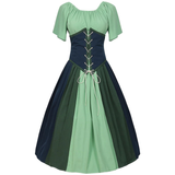 Damen Klassisches Dirndlkleid mit Puffärmeln | Midi – Grün