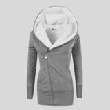 Brie – fleece cardigan mit kapuze – Grau