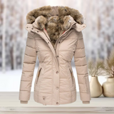 Tessa - Elegante Winter-Pelzjacke mit Kapuze – Aprikose