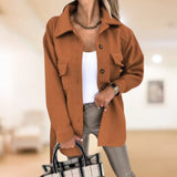 Klassische damenmäntel mit poloknopf für herbst & winter – Orange