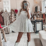 Bilhah - Das beste elegante funkelnde Partykleid – Weiß Silber