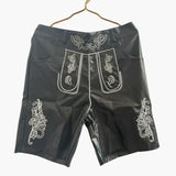 Bestickte Lederhose mit Gürtel für Herren - Oktoberfest 2025 – Schwarz