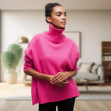 Klassischer rollkragenpullover für damen – anne – Rosa